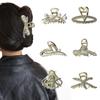 Pinza de agarre de alta calidad para mujer, gran pinza de tiburón con incrustaciones de diamantes, perla hueca de amor, estilo coreano, accesorio simple para el cabello en la parte posterior de la cabeza