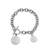 Pulseira Ins Estilo Hip-Hop Minimalista Europeu e Americano com Retrato de Rainha em Moeda para Homens e Mulheres, Joia da Moda Tendência de Nicho