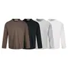 Ropa Vintage Yidao Otoño 2026 Nueva Tendencia Retro Americana Color Sólido Corte Holgado Diseño con Abertura Cuello Redondo Manga Larga Camiseta
