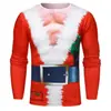 Camiseta Navideña Casual de Manga Larga con Cuello Redondo para Hombre de Amazon Transfronterizo
