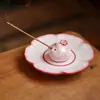 Soporte para Incienso de Aceite Pigmentado Cerámico de Horno Ru, Soporte para Palillos de Incienso de Sándalo, Bandeja para Incienso, Decoración de Quemador de Incienso para Interiores del Hogar