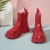 Botas estilo Martin para meninas, botas elásticas de cano curto para crianças, galochas, para todas as estações, antiderrapantes, resistentes ao desgaste, sapatos impermeáveis, botas estilosas e fofas