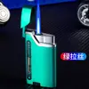 Novo Isqueiro Eletrônico Azul Flamejante de Metal Recarregável à Prova de Vento com Tanque de Gás Visível Isqueiro Eletrônico Personalizado de Alta Qualidade para Namorado Moderno