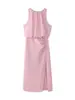 2025 Comércio Exterior Transfronteiriço Atacado Verão Novo Estilo Europeu e Americano Tridimensional Floral Cintura Plissada Vestido Midi