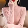 Suéter de Punto Básico de Cuello Medio Alto para Mujer Cómodo al por Mayor Versátil Tejido de Cuatro Hilos Capa Base Adelgazante Otoño/Invierno Gris