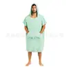 Poncho con Capucha de Forro Polar Doble Cara de Microfibra para Playa, Surf, Buceo, Toalla de Baño Absorbente de Secado Rápido, Bata de Baño para Aguas Termales y Playa