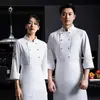 Roupa de trabalho de chef de hotel cozinha de catering roupa de chef de manga comprida outono e inverno jaqueta grossa masculina e feminina de manga curta atacado