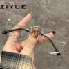 Gafas ultraligeras de caja delgada sin marco con astigmatismo, miopía, anti-luz azul, anti-radiación, para hombre, tendencia coreana