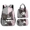 Mochila Escolar para Estudiante de Primaria con Estampado Completo de Kuromi Transfronteriza, Dibujos Animados, Gran Capacidad, Mochila Infantil, Lonchera Portátil