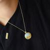 Collar con colgante Hetian Meiyu con incrustaciones de koi en plata esterlina chapada en oro para mujer, cadena de clavícula antigua con temperamento de moda retro para mujer