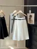 Falda Blanca Estilo Academia Línea A para Mujer, Nueva Falda Elegante tipo Paraguas de Cintura Alta para Verano, Falda Midi Voluminosa de Cintura Elástica Petite