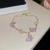 Galáxia Névoa Roxa~Pulseira com Pingente de Flor de Zircônia Gota d'Água Estilo Minimalista Coreano Ins Pulseira Joia de Luxo Leve de Alta Qualidade