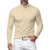Ropa de hombre Amazon transfronteriza en stock otoño e invierno 2026 color liso manga larga moda camiseta básica para hombre camiseta de cuello alto ajustada para hombre