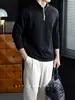 [Maduro e Sofisticado] Moletom Masculino Confortável e Amigo da Pele em Lyocell com Zíper Meio e Gola Alta Cor de Outono/Inverno Camiseta Manga Longa Color Block