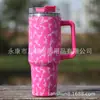 Nueva taza de coche de gran capacidad 40Oz, con asa de moda creativa, taza de agua para coche, taza de vacío de acero inoxidable con impresión 3D