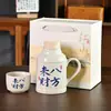 Tetera pequeña estilo chino vintage con tapa, pintada a mano, taza de cerámica, ideal para preparar té en la oficina, un gran regalo y una tetera de viaje
