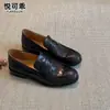 Mocassins femininos de couro genuíno, sola grossa, salto bloco, para calçar, novos para o outono de 2026, estilo britânico retrô, sapatos para o dia a dia
