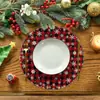 Amazon transfronterizo caliente nuevo mantel navideño redondo cuadros blanco y rojo decorativo mesa de cocina retro Acción de Gracias