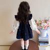 Vestido de Mezclilla para Niña Primavera y Otoño 2025 Nuevo Bebé Estilo Princesa Fragancia Delicada Conjunto de Dos Piezas Estilo Infantil