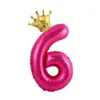 Venta al por mayor transfronteriza Globos digitales de corona de cumpleaños de 32 pulgadas Globos de película de aluminio digital rojo rosa Fiesta de cumpleaños Aniversario