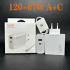 Carregador Padrão Europeu 120W Adequado para Carregamento Rápido de Celulares Apple, Xiaomi, Huawei e Vivo, Cabeça de Carregamento de Mesa com Porta Dupla