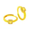 Tienda de oro con oro de arena incrustado diamante cuadrado pequeño anillo de azúcar anillo de torsión retorcido boutique personalidad de mujer lujo ligero todo lo combina no se decolora por mucho tiempo
