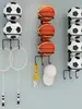 Estante de almacenamiento de baloncesto para uso doméstico, organizador de pared sin perforaciones para fútbol, voleibol, bádminton, estante de almacenamiento de bolas para niños