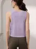 Chaleco Deportivo de Algodón Tencel de Alta Gama para Yoga para Mujer, Camiseta sin Mangas, Cubre Ropa Corta de Pilates Fitness para Verano