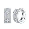 Pendientes de Plata 925, Pinzas de Oreja Clásicas de Trébol de Cuatro Hojas, Completamente Incrustados con Moissanita, Estilo Ins, Lujo Ligero, Gama Alta, Pendientes Exquisitos