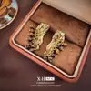 Pendientes de Borla con Pliegues Geométricos de Aguja Plateada, Pendientes de Diseño Estilo Maillard Vintage, Accesorios para Orejas Únicos de Nicho de Lujo Ligero