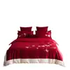 Armonía Centenaria Gama Alta Celebración de Boda Nueva Algodón de Fibra Larga 100S Algodón Puro Juego de Cuatro Piezas en Rojo Brillante Ropa de Cama de Algodón Puro para Boda