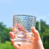 Taza de Vidrio con Popote de Bambú Colorido de Moda, Vaso de Agua Aurora Láser con Tapa, Taza de Vidrio con Popote para Bebidas Frías de Oficina