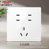 Panel de enchufe e interruptor Delixi placa grande cinco orificios pared aire acondicionado con lámpara tipo 86 16 A instalación empotrada 501 blanco