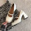 Zapatos JK Franceses Negros de Corte Bajo con Hebilla Única para Primavera y Otoño Zapatos de Tacón Cuadrado para Mujer Zapatos de Tacón Grueso Mary Jane para Mujer
