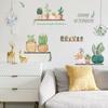 Pegatina de pared con maceta de cactus y cesta colgante, diseño pastoral, decoración fresca para el hogar, autoadhesiva, MG93-39