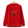 Nueva Ropa de Otoño Invierno para Mujeres de Mediana Edad y Mayores, Cárdigan Tejido con Carácter Fu, Suéter para Mamá, Chaqueta Casual Holgada Festiva para Abuela