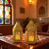 Novo Produto Transfronteiriço: Lanterna de Velas Vazada em Arte de Ferro, Lanterna de Velas Pequenas Esculpida Vintage do Oriente Médio, Ornamento Decorativo, Suporte para Velas