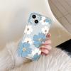 Capa para Celular Iphone15Promax Flor Grande Azul e Branca Apple 14 Transparente 13/12 Furo Fino Anti-Queda 11 Airbag