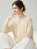 Suéter de cashmere solto e relaxado para mulheres, gola redonda, mangas compridas, pulôver, trança em toda a peça, malha casual e versátil