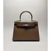 Bolso Kelly de Segunda Generación de Cuero Liso de Flor Entera Bolso de Mano Cruzado para Hombro con Tela Forma de Caja para Mujer Estilo Vintage