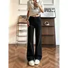 Jeans Preto de Cintura Alta com Barra Reta Masculino Outono Calças Emagrecedoras que Alongam as Pernas cleanfit Bootcut