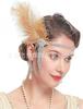 Faixa de cabelo de penas dos anos 1920, faixa de cabelo de pavão, borla de diamante da Amazon, faixa de cabeça de penas pretas Gatsby