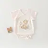 Macacão de Ursinho para Bebê, Roupa de Verão Fina de Manga Curta para Recém-Nascido, Conjunto Triângulo para Bebê Engatinhar