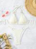 Traje de baño bikini dividido para mujer de color sólido con copas desmontables y bragas con relleno