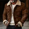 Outono e Inverno Comércio Exterior Transfronteiriço 2024 Lançamentos Jaqueta Casaco Masculino Gola de Pele de Cordeiro Jaqueta com Zíper Masculina Casual de Negócios