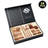 Juego de Cubiertos de Acero Inoxidable 1010 Transfronterizo, Caja de Regalo de 24 Piezas, Juego de Cubiertos de Acero Inoxidable para Filete, Tenedor y Cuchara Estilo Occidental
