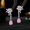 S925 prata agulha leve brincos de luxo atacado maré alto sentido flor zircão Camellia longo tassel brincos de gota de água