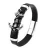 Pulseira de Âncora de Aço Inoxidável Mais Vendida Transfronteiriça Pulseira de Couro Trançado Europeia e Americana Pulseira de Couro Multicamada pulseira
