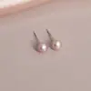 Brincos de Prata de Lei 925 com Pérola Natural para Mulheres Design Simples de Nicho Brincos Elegantes 2025 Novos Brincos da Moda