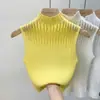 Nuevo Estilo Top de Punto sin Mangas para Mujer, Estilo Delgado de Verano con un Toque de Lujo, Cuello Elegante, Top Casual para Vacaciones, Suministro Directo Transfronterizo